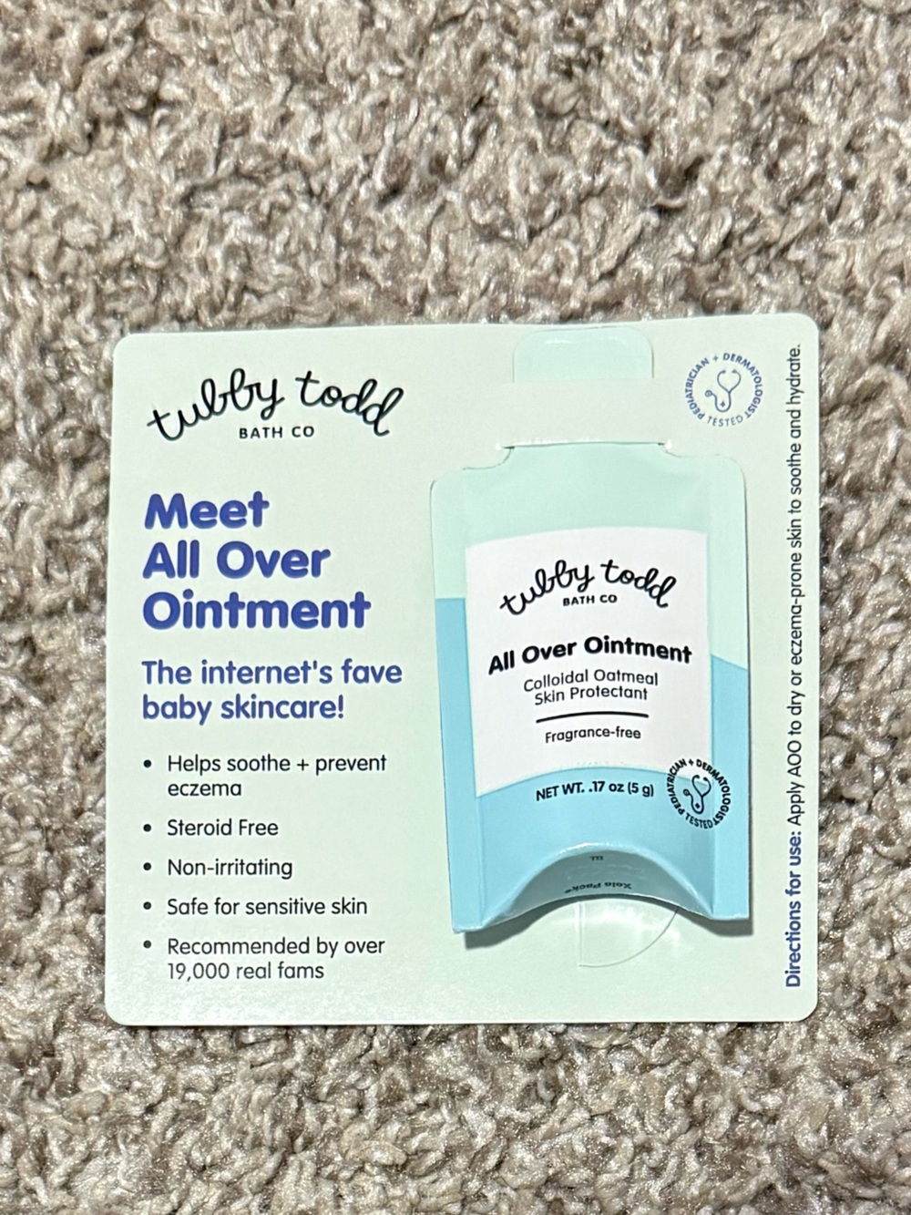 NWT Tubby Toddy All Over Ointment Sample